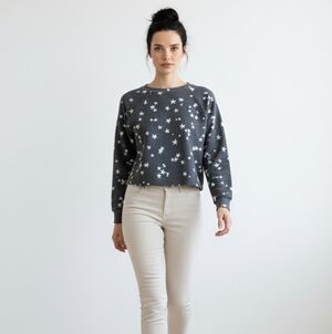 Casual Cozy Victoria's Secret Charcoal Starry Long Sleeve Top